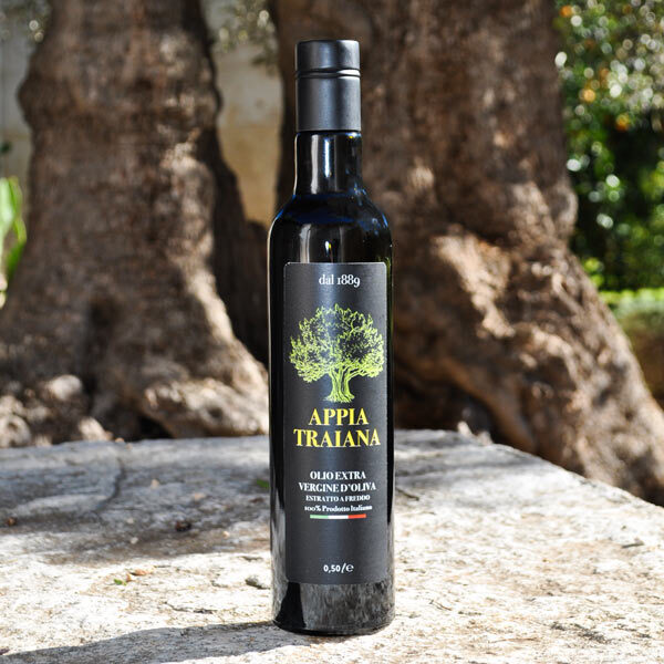 bottiglia 0,50 litri olio extra vergine oliva masseria appia traiana ostuni salento